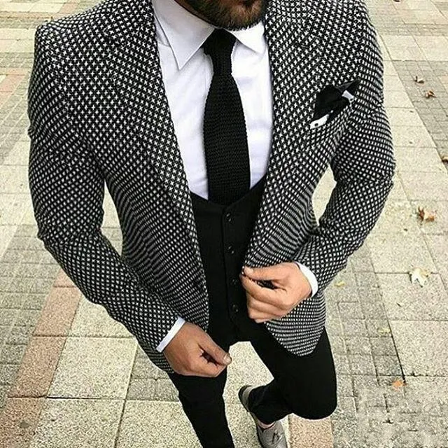 Bräutigam Smoking Revers Slim Fit Trauzeugen Hochzeitskleid Neuer Stil Herrenjacke Blazer Abendessen 3-teiliger Anzug (Jacke + Hose + Weste + Krawatte) 1803