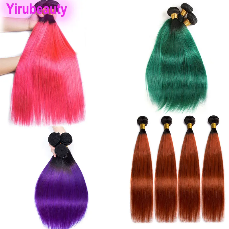 Brasilianskt jungfruligt hår Peruanskt mänskligt hår indiskt rakt 1B/lila 1b/350 ombre färg 1B/grön 1b/rosa malaysiska hårbuntar 3 st