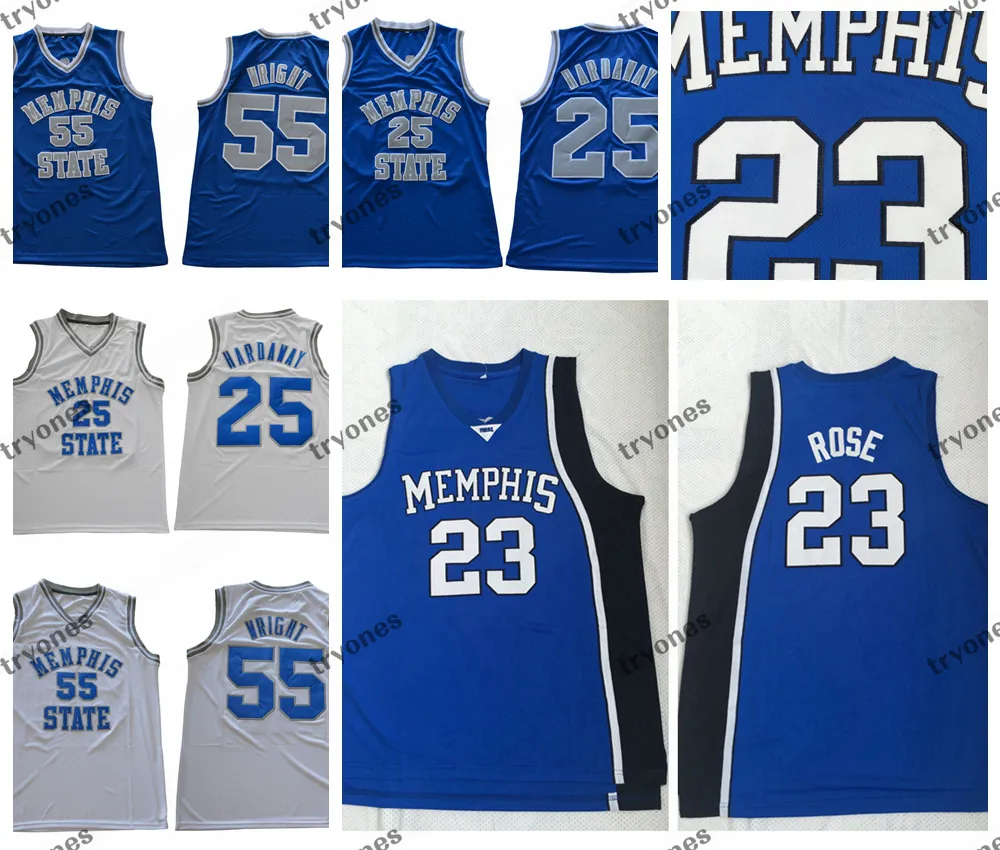 Mennenmemphistigers Tigers Derrick Rose 23 College Basketball Jerseys 25 Penny Hardaway 55 Lorenzen Wright Basketball Jersey S-XXL