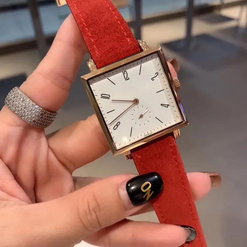 Modieuze twee-handen semi-quartz horloge 316 roestvrijstalen behuizing, mineraal versterkte glazen spiegel, geïmporteerd Zwitserse kwartsbeweging, kalfsla