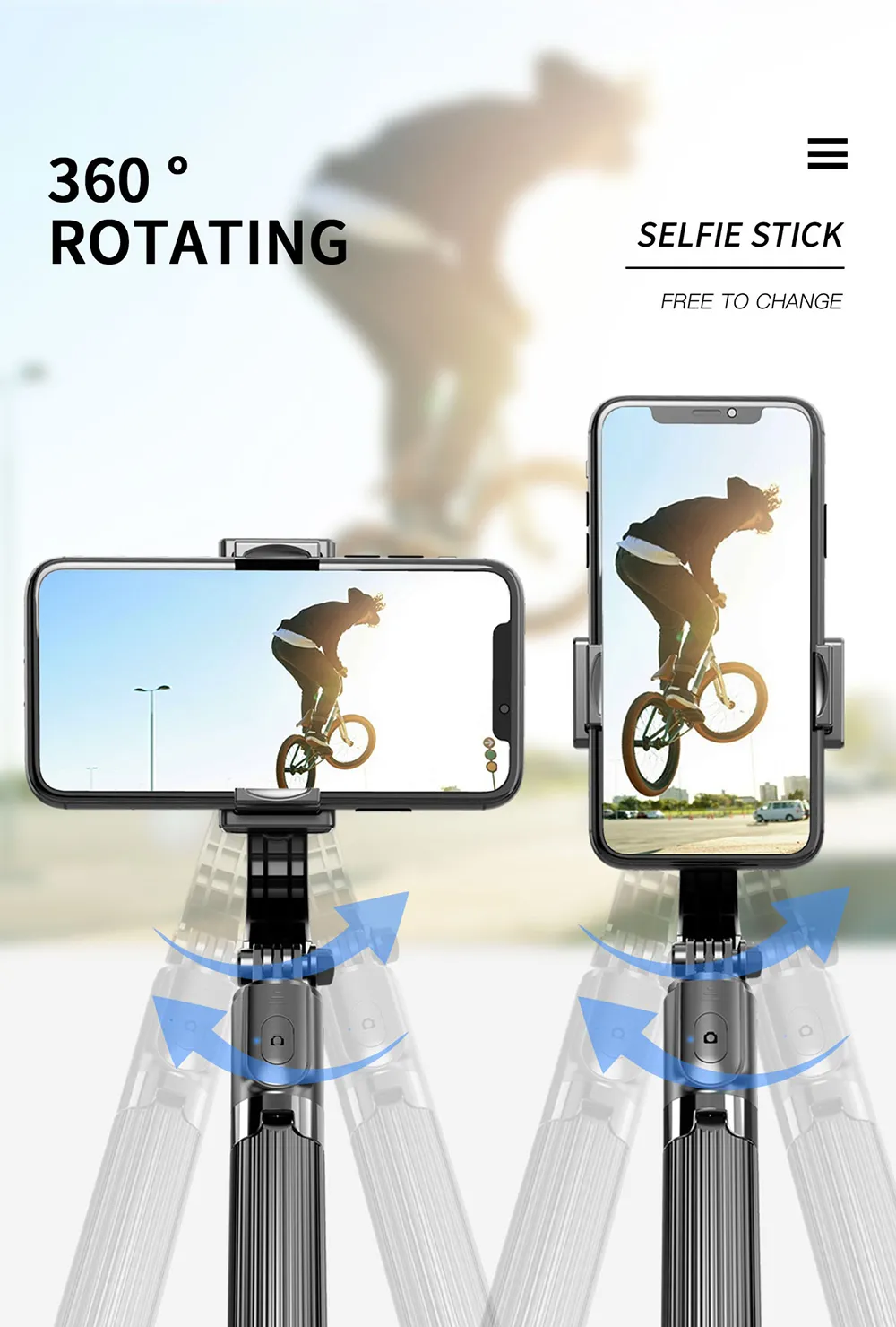 Brand Selfie Stick Tripod, Smartphone Gimbal Stabiliser, Removable Bluetooth Remote Control, 360° Rotation Mobile Phone Tripod Compatible With IPhone & Android - View #8