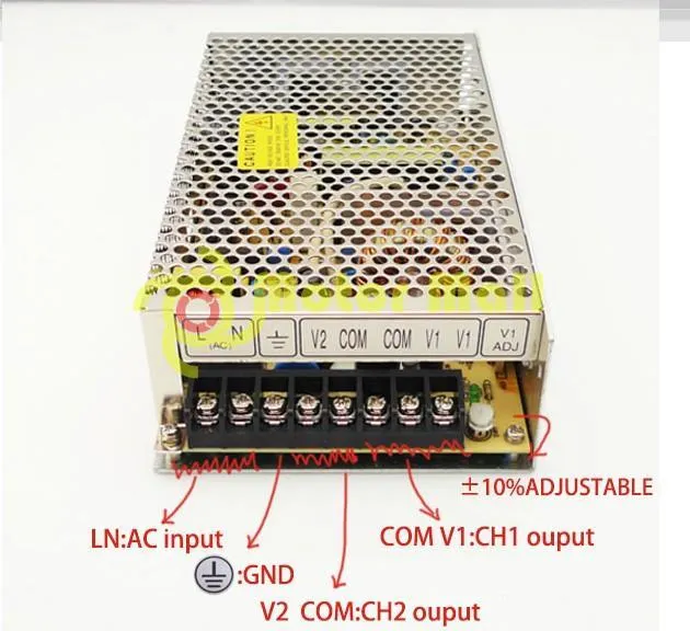 D-120A 126 W Doppia tensione di uscita 5 V / 12 A, Alimentatore switching 12 V / 5 A Approvato CE e ROHS