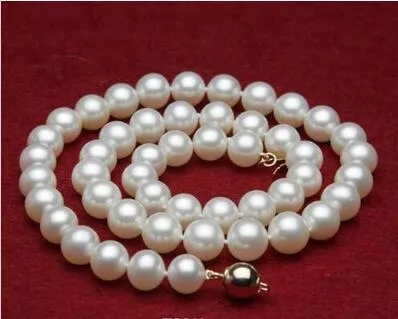 ENVÍO GRATIS 18 "8-9 mm Blanco A Kasumi Perla de agua dulce Necklacwater perla Tahitian Black Pearls Collar C ce ajustable Rose Leather Rop