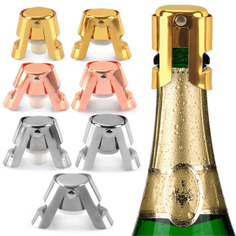 Ankomst Bar Verktyg Rostfritt Stålflaska Stoppar Silikon Vin Champagne Stoppar Kreativ stil Munnen Lätt att använda 4 5nnh1