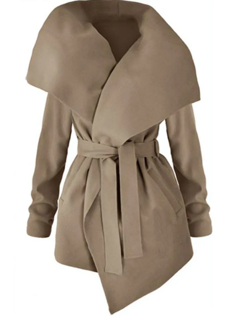 2019 Women Trench Coats Fall Winter Jacket Wool Blends Plain Lapel Belt Plain Long Sleeve Trench Coats Basic Jackets From 23 93 DHgate