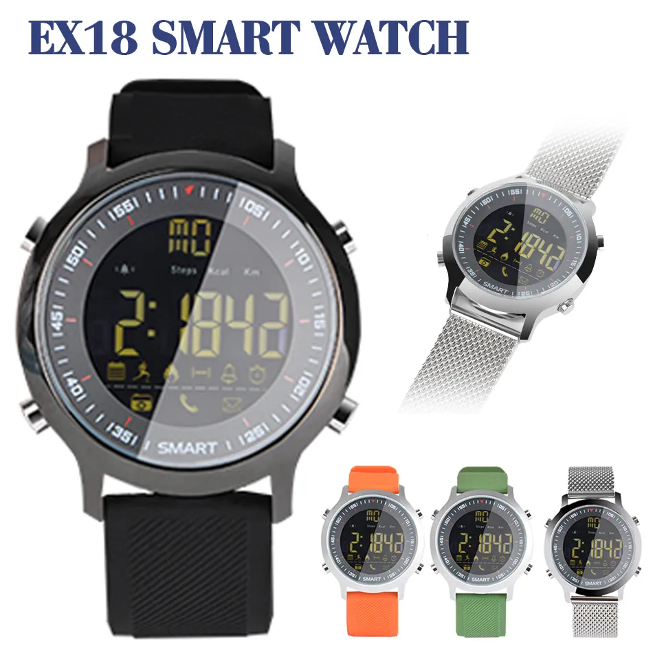 Akıllı İzle EX18 Spor Izci Su Geçirmez Kalori Pedometre Smartwatches Bileklik Bluetooth IOS Android için Çağrı ve Mesaj Hatırlatmak