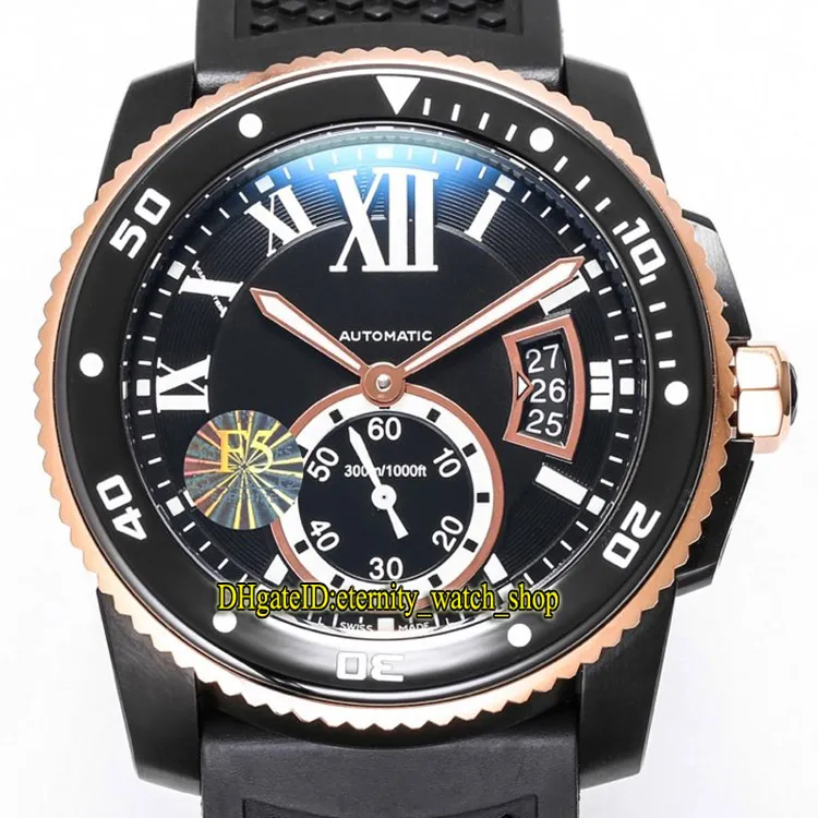 TW F5 Best version Caliber De W2CA0004 Cal.1904-PS MC Automatic Black Big Date Dial Luminous Herrklocka Keramisk Bezel Gummi Sportklockor