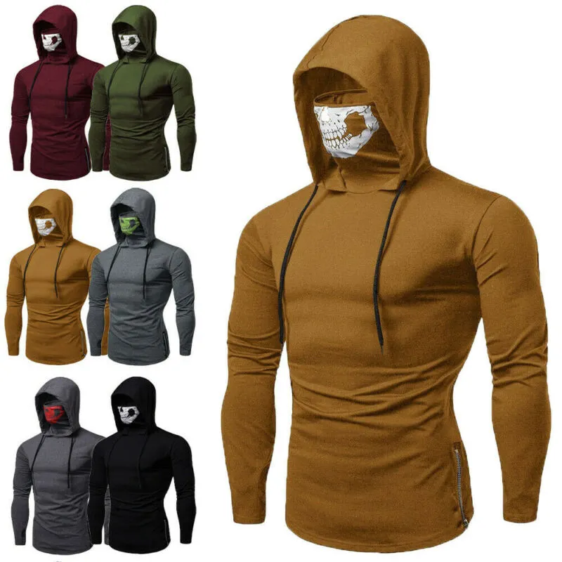 Slim Fit Tactical Hoodie With Mask Casual Gym Top From Joeydorsey, $15.99