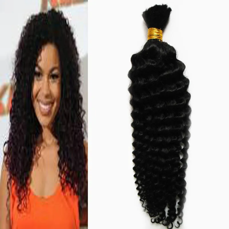 10-30 Inch Human Hair Crochet Bulk Brazilian Hair Weave Bundles 100% Brazilian Deep Curly 100g No Weft Human Hair Bundles