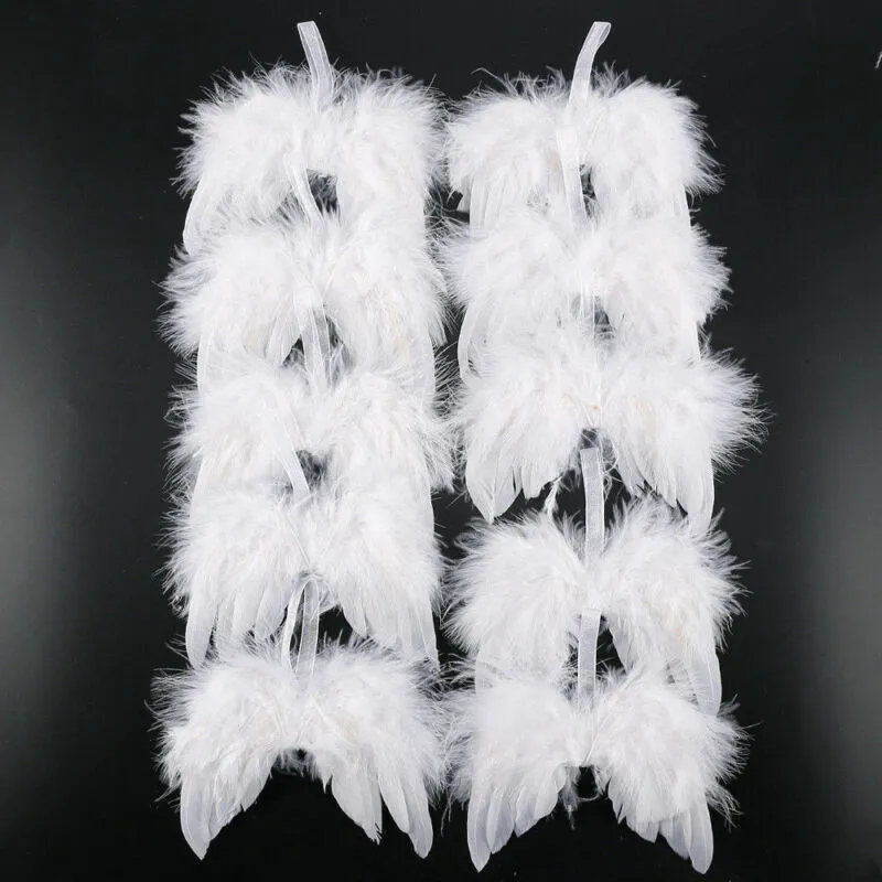 White Feather Wing Lovely Chic Angel Christmas Tree Decoration Hanging Ornament Home Party Wedding Ornaments Xmas