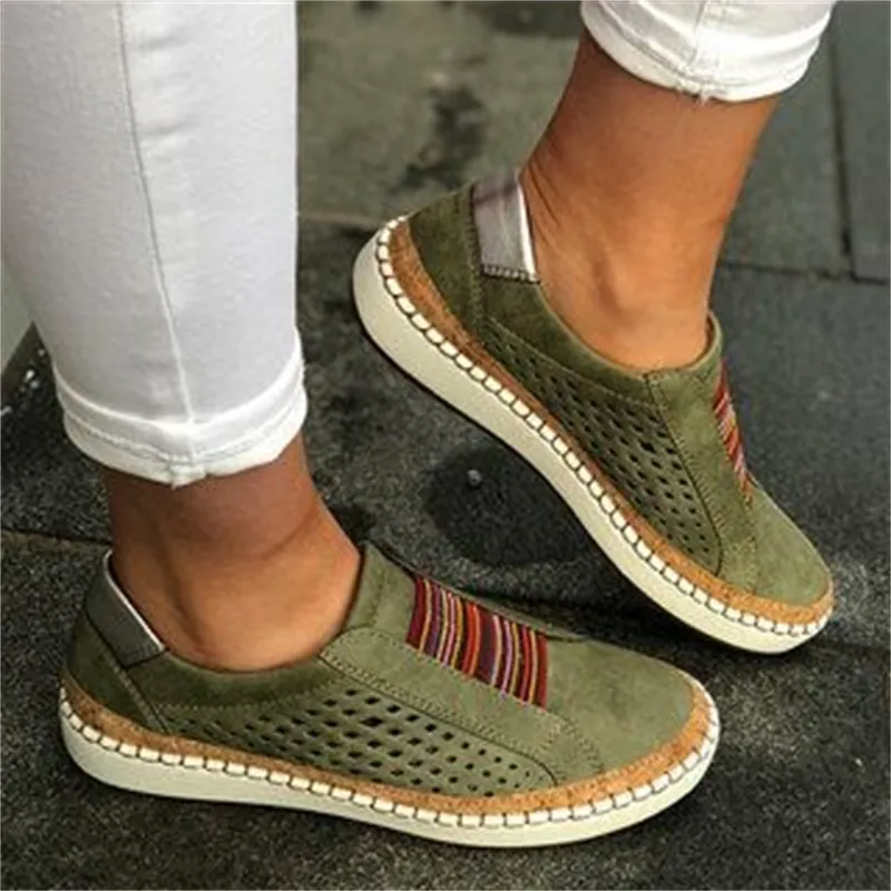 2019 Ultime scarpe da donna Espadrillas di design Mocassini traspiranti in rete verde Scarpe da ginnastica solide vintage Scarpe casual da esterno economiche Taglia 35-43