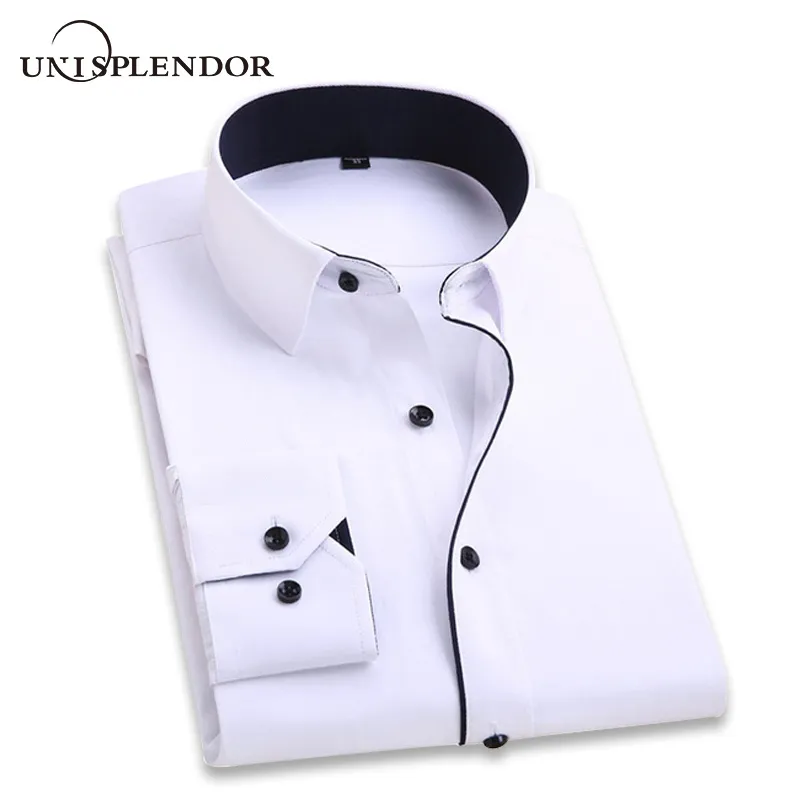 2019 Men Wedding Shirt Long Sleeve Men Dress Shirts Man Business Party Solid Casual Shirt Work Wear Formal Slim Male Shirt Yn554 MX190719