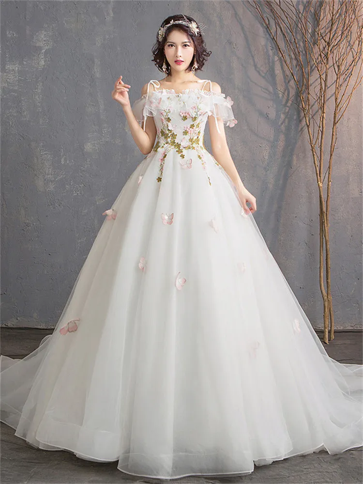 Mingli Tengda أنيقة قبالة الكتف الأميرة حلم العروس فساتين الزفاف بالإضافة إلى حجم ثوب الزفاف قصيرة الأكمام مثير ألف خط فستان الزفاف