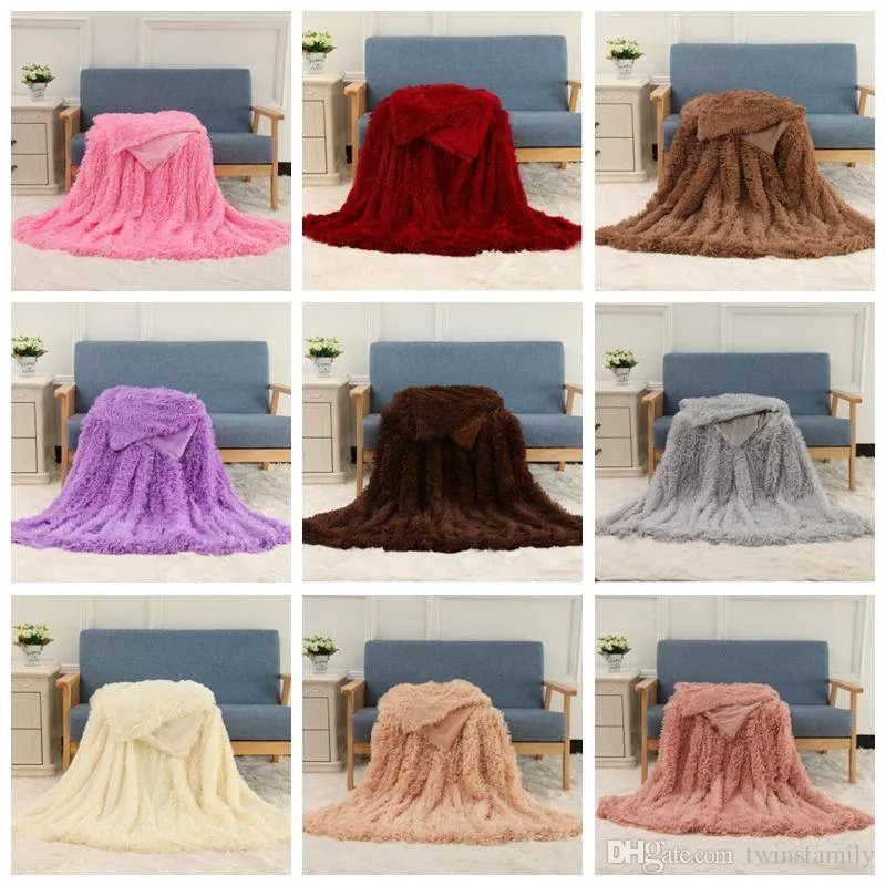 Coperte Shaggy Soffice pile Sfondo Coperta Solido Copriletti da sposa Divano TV Divano Coccole Biancheria da letto Tessili per la casa Coperte da tiro D6879