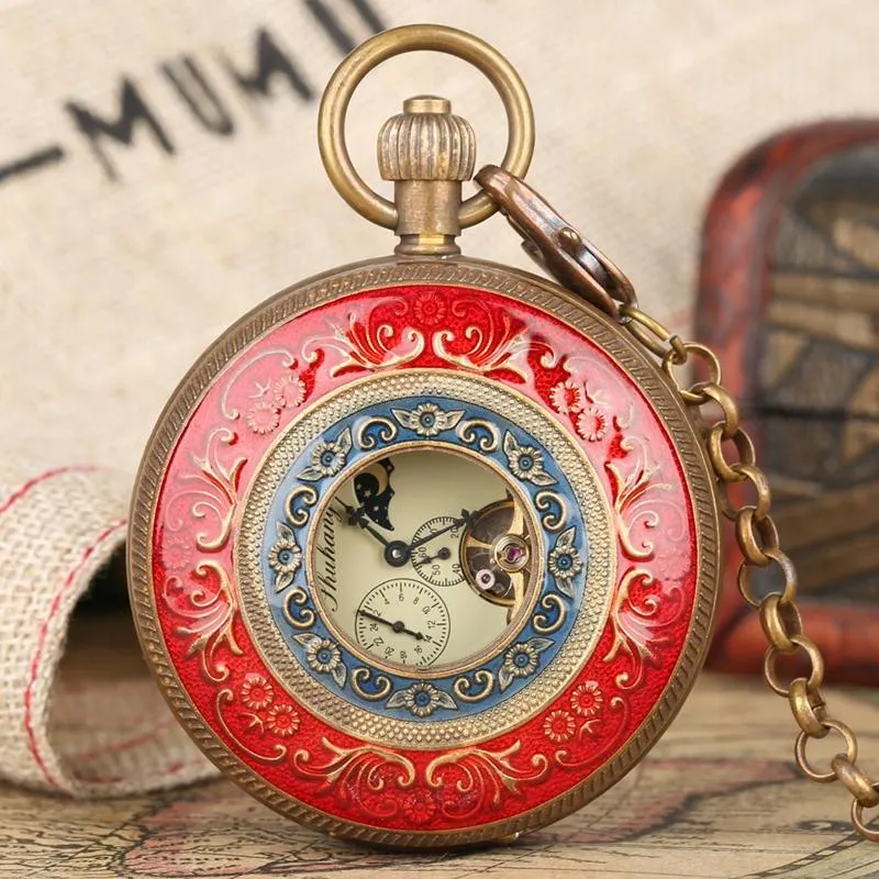 Acquistare Orologio Da Uomo Con Cassa Meccanica In Rame Puro Rosso Blu Orologio  Da Polso Con Cassa Meccanica In Oro Puro E Unico Orologio Da Taschino A  Scheletro Lunare Con Fasi Lunari