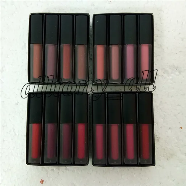 Merk schoonheid lipgloss zorgvuldig uitgekozen mini vloeibare matte lippenstift De rood/roze/bruin/nude editie 4 stijlen lipgloss