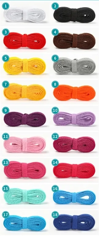 Flat canvas shoe laces, sneaker laces, basketball shoe laces, solid color laces