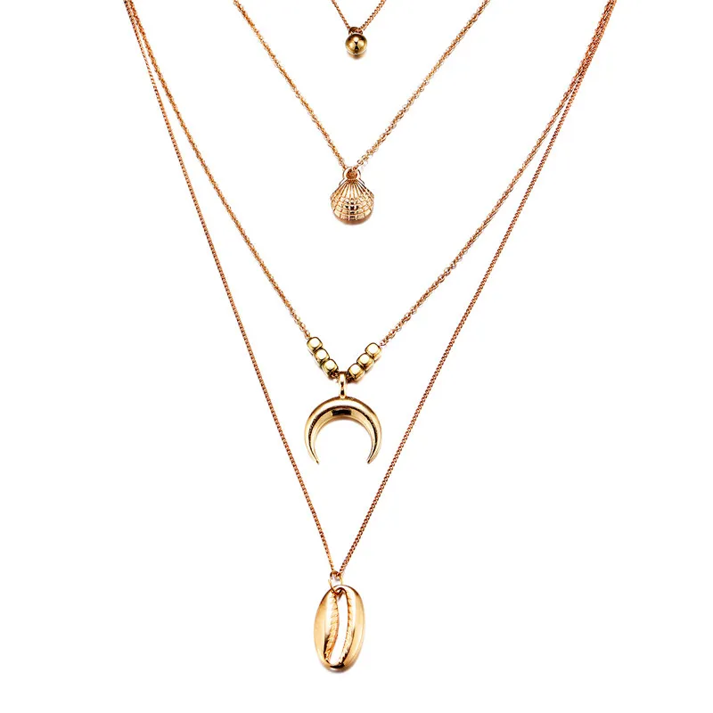 Ожерелье для луны Чокеры Золотые Цепи Многослойные Упакованные ожерелья женщины