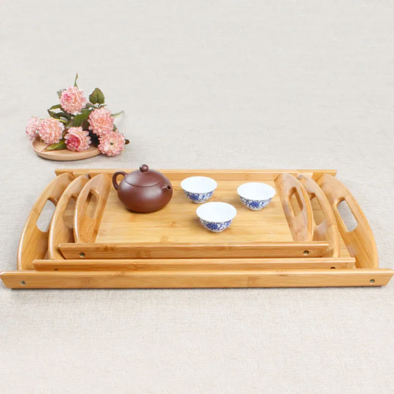 Food Fruit Storage Plate Bamboo Tea Cutlery Dishes Pallet Household Multi Function Decoration Hotel Serving Trays