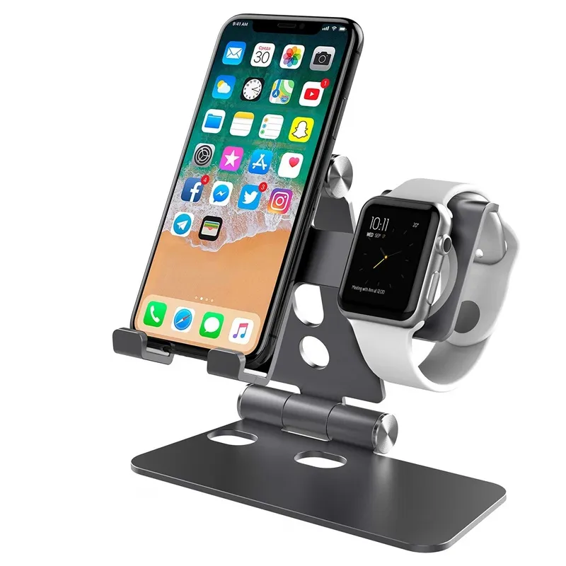 4 in 1 Ayarlanabilir Çok Fonksiyonlu Evrensel Alüminyum Tutucu Tablet PC Cep Telefonu Akıllı İzle Standı Destek Metal Braketi Cep Telefonu Mounts Ipad iPhone IWatch Için