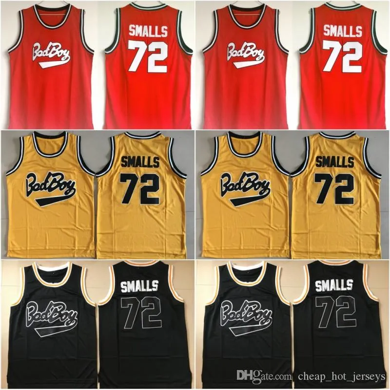 Biggie Smalls # 72 Bad Boy Notorious Big Filme Jersey 100% Stitched Basketball Jerseys Barato Amarelo Vermelho Vermelho Black Mix Order