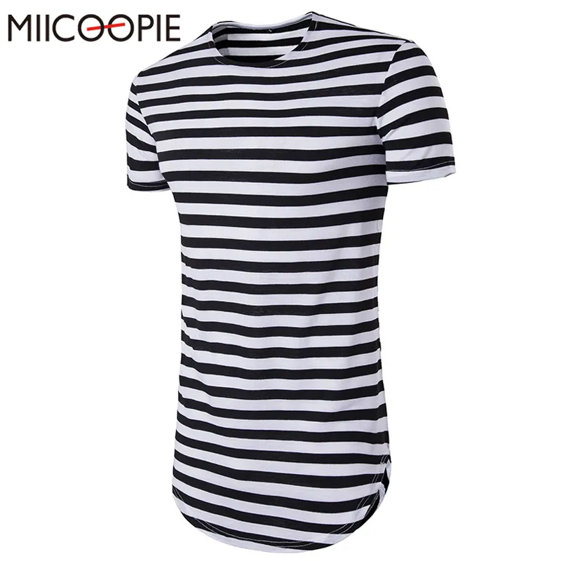 2019 Helt nya kläder Män Long T Shirt Kortärmad Mäns Hip Hop Longline Striped T-shirt Toppar Tee Tshirts Men Undershirt XXL MX190717