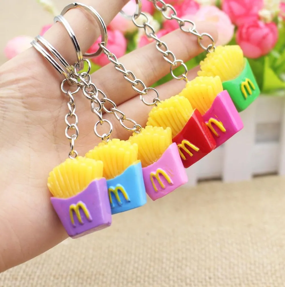 30PCS Creative Creative Keychain Cheychain Trinkets Mini Simulation Food Fries French Ceyyring سلسلة المجوهرات حقيبة سحر مختلطة Colo307V