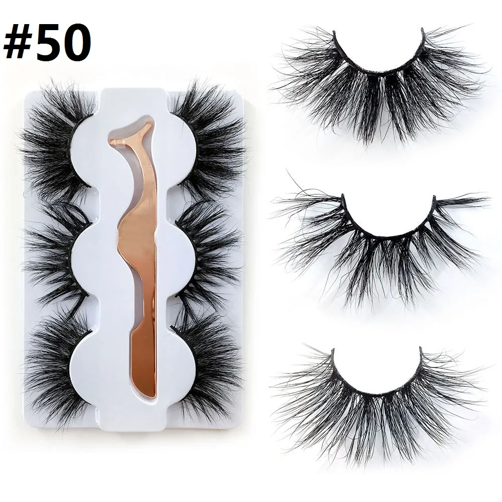 6D cils avec pince à épiler 25MM gros cils 3 paires naturel long épais cils faits à la main extension de cheveux styles populaires beauté