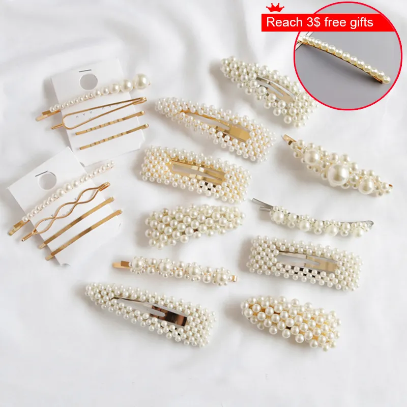 pearl hair clip barrettes fashion korea accessories imitiation for women girls handmade pearl flowers hairpins