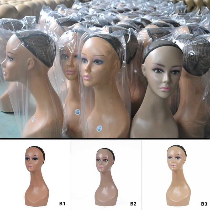 PE B Female Head Plastic Mannequin Head For Wigs Hat Jewelry