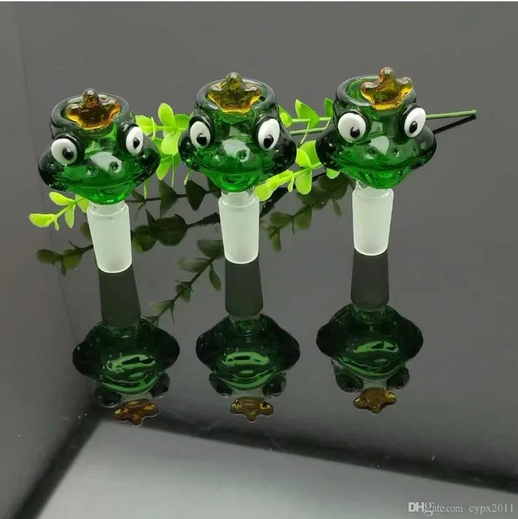 Зеленая лягушка Bubble Head Оптовой Bongs масло горелка Труба Водопроводные трубы Стекло трубы нефтяных вышки Курение