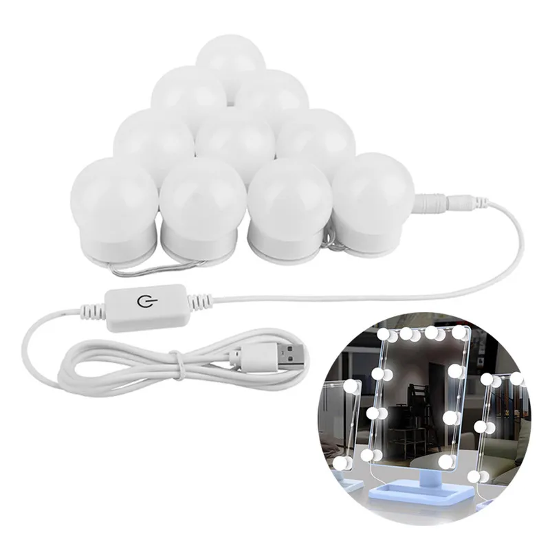 Kit de lumières LED pour miroir de courtoisie de style hollywoodien avec ampoules à intensité variable, bande de luminaire pour table de maquillage dans le dressing