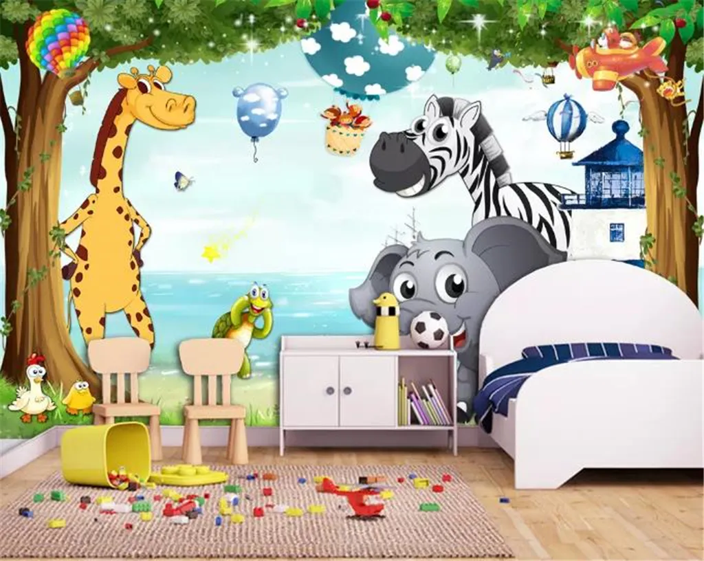 Papel tapiz fotográfico al por mayor espacio hermosa vista al mar vista al mar fresca habitación de los niños habitación de los niños fondo de dibujos animados pared papel tapiz 3d