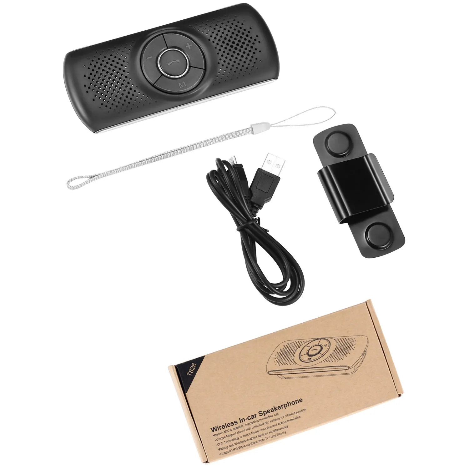 Kit Handfree Bluetooth Автомобильный MP3 Плеер Bluetooth 4.2 EDR SIRI 3W  Спикер Автомобиля Bluetooth Handsfree Kit Поддержка TF Connect 2 Телефоны  T826 От 1 225 руб. | DHgate