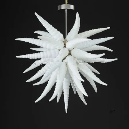 シャンデリアアートデザインファンシーガラス照明と小さいサイズの白い色の吹き付け装飾的なペンダントLEDライト