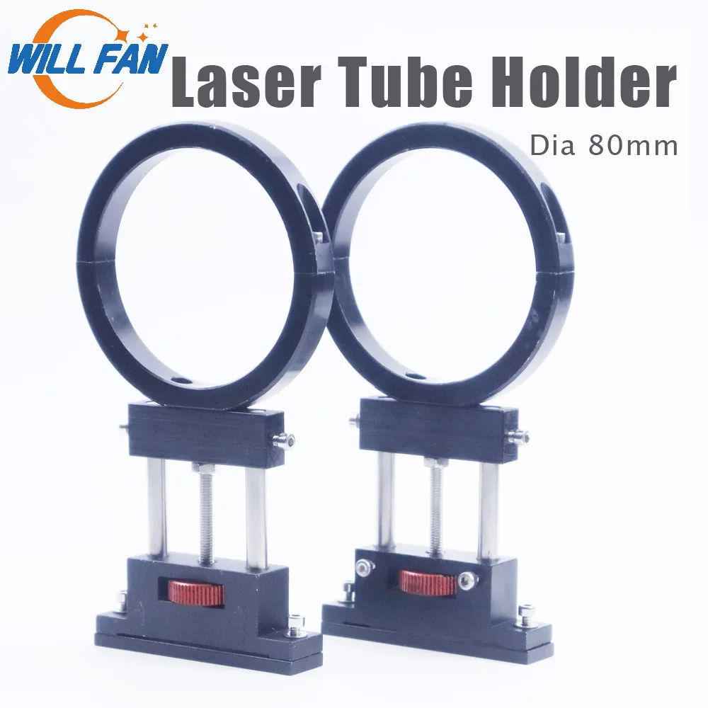 Will Fan – Support de Tube Laser Co2, Style D Dia 80mm pour Machine de découpe et gravure Laser, Support de Tube en aluminium noir