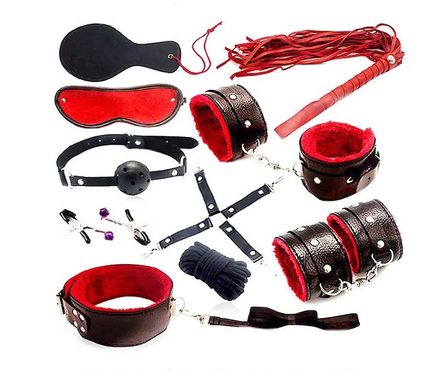 10 Pcs/Set Bondage Beginners/Starter Kit/Pack Cuffs Restraint Fetish Sex Toy for Women BDSM Sex Products