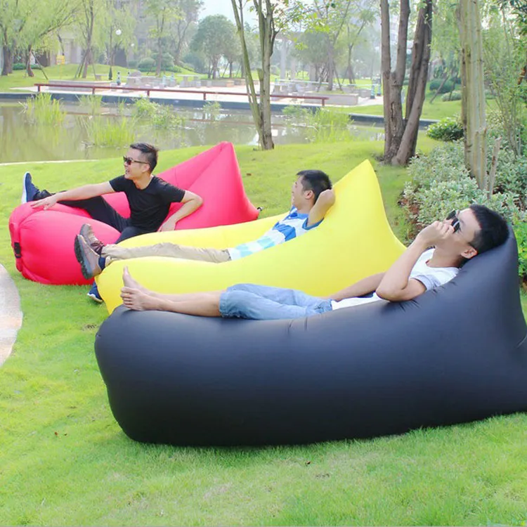 Drop shipping Top Fast Inflatable Lazy bag Sleeping Air Bag Camping Portable Air Sofa Beach Bed Air Hammock Nylon Banana Sofa