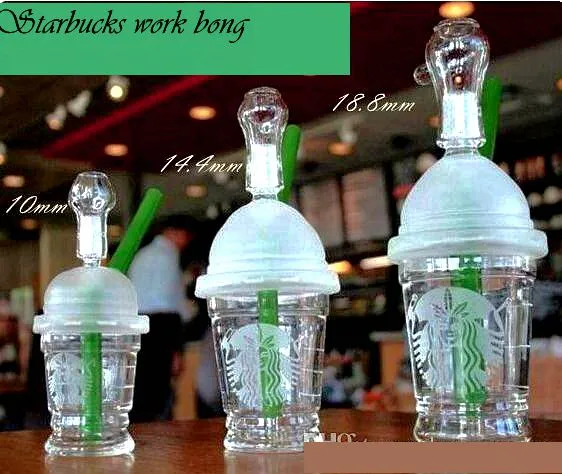 2020 Starbucks Bongs Mini Starbucks Cup Glasbongs sandgestrahlte Glasrohre zum Rauchen von Bohrinseln Glaswasserbongs und Nagel billige Wasserpfeife