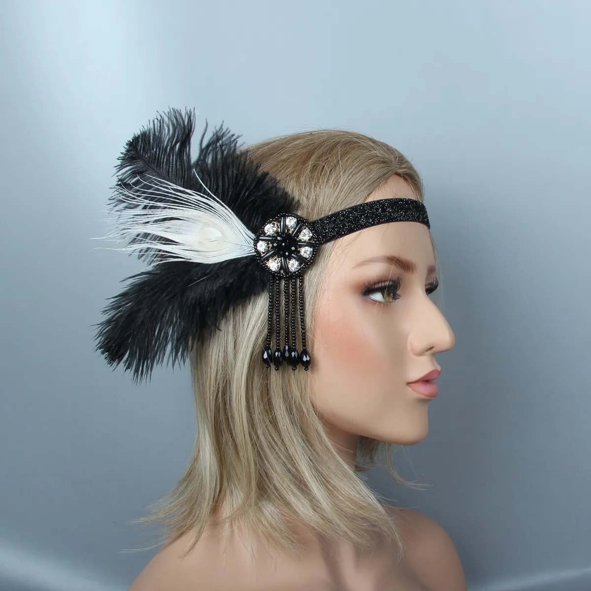 Black Feather Headpiece For Brides, Wedding, Prom, Or Formal 