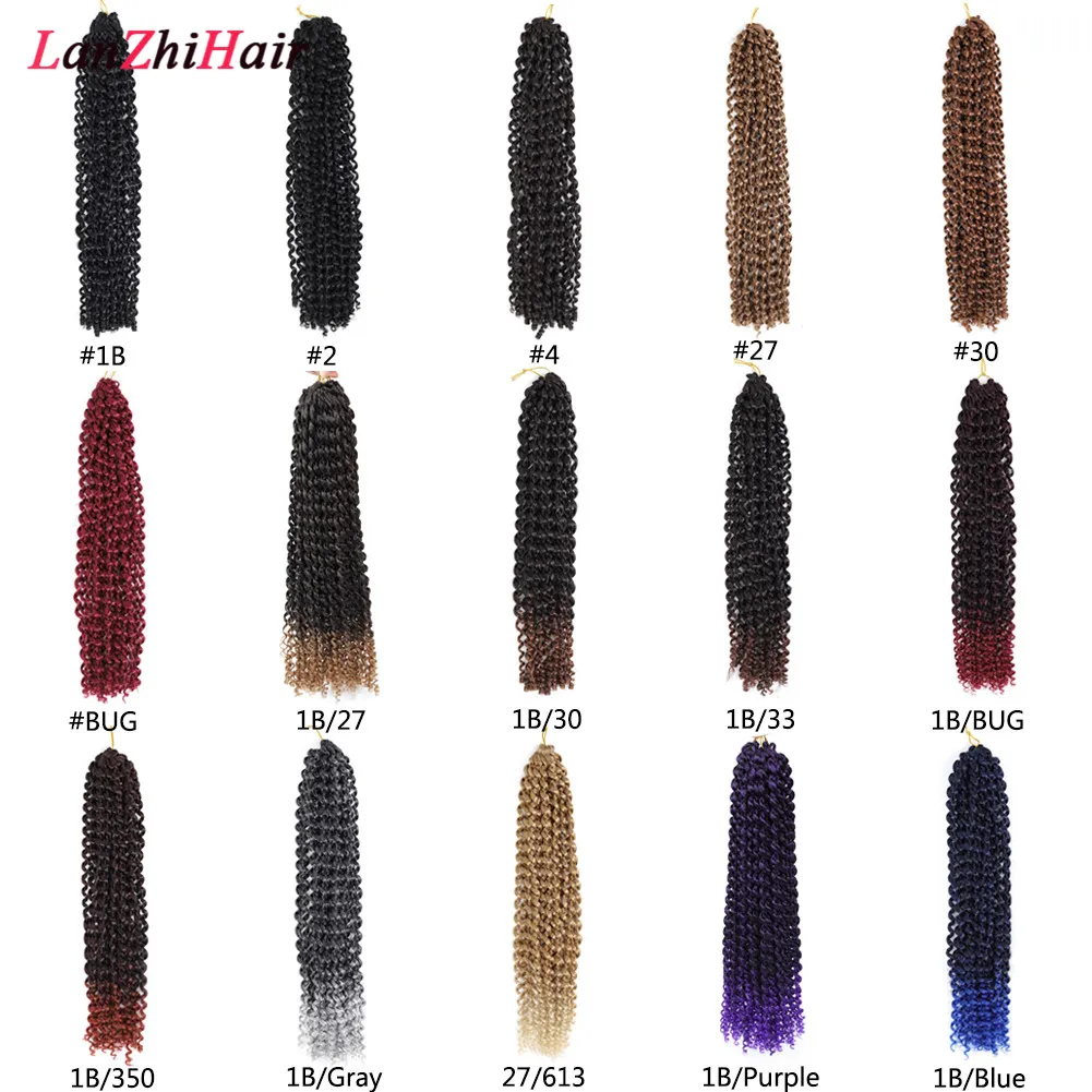 Lanzhi 16 tums passion Twist Hair Ombre Blond vattenvåg 80g / pc Bohemian Braid Crochet Braiding Syntetic Hair Extensions LZ06Q