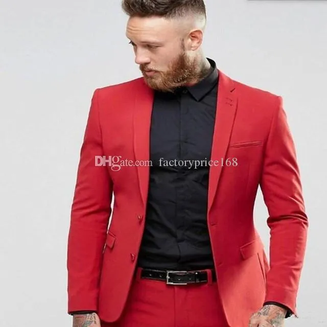 Popular Dos botones Padrinos de boda Muesca Solapa (chaqueta + pantalón + corbata) Novio Esmoquin Padrinos de boda Mejor traje de hombre Trajes de boda para hombre Novio A254