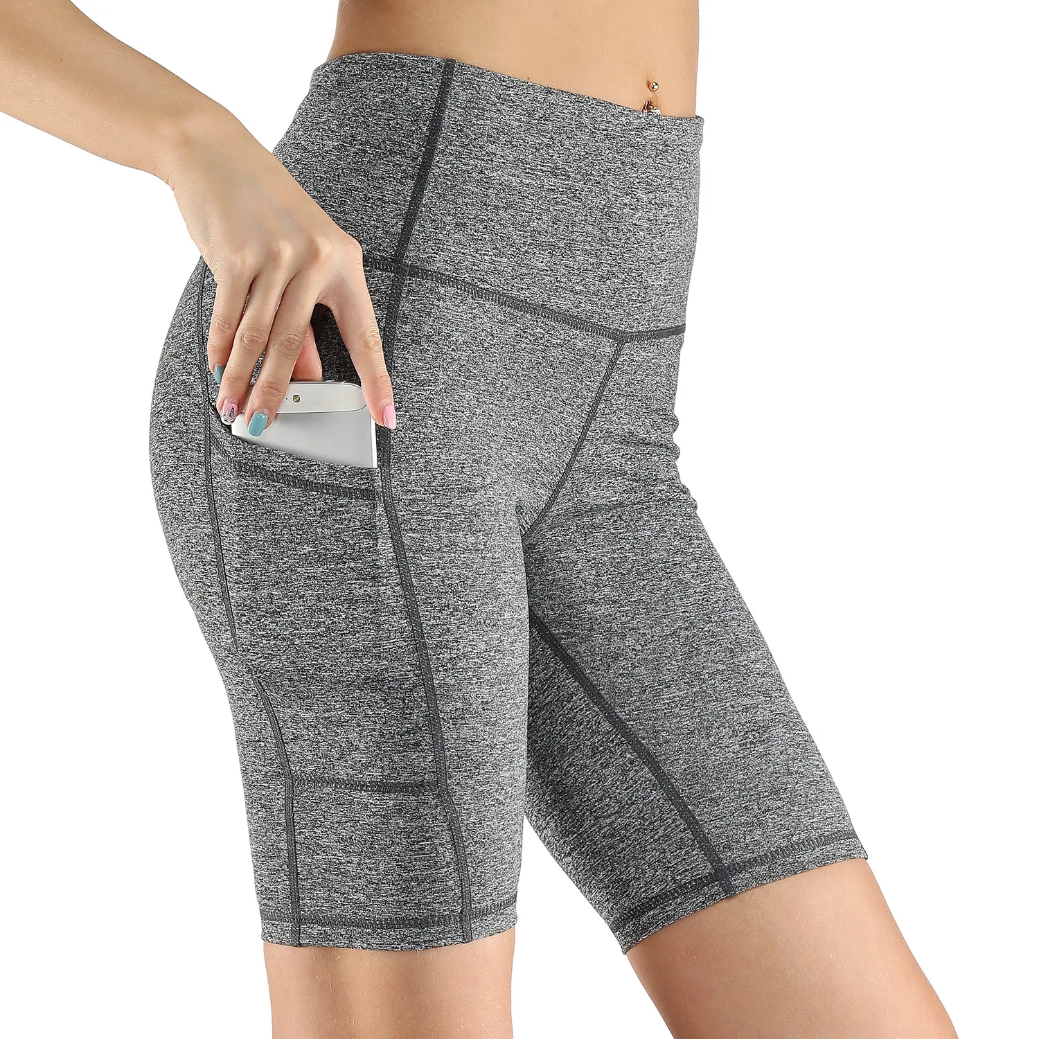 US Stock Women Sports Yoga Shorts Ladies 'bedruckte Tarntaschen Hip-Melzing-Fitness-Yoga-Hosen Sport Fitness Shorts Fy9088