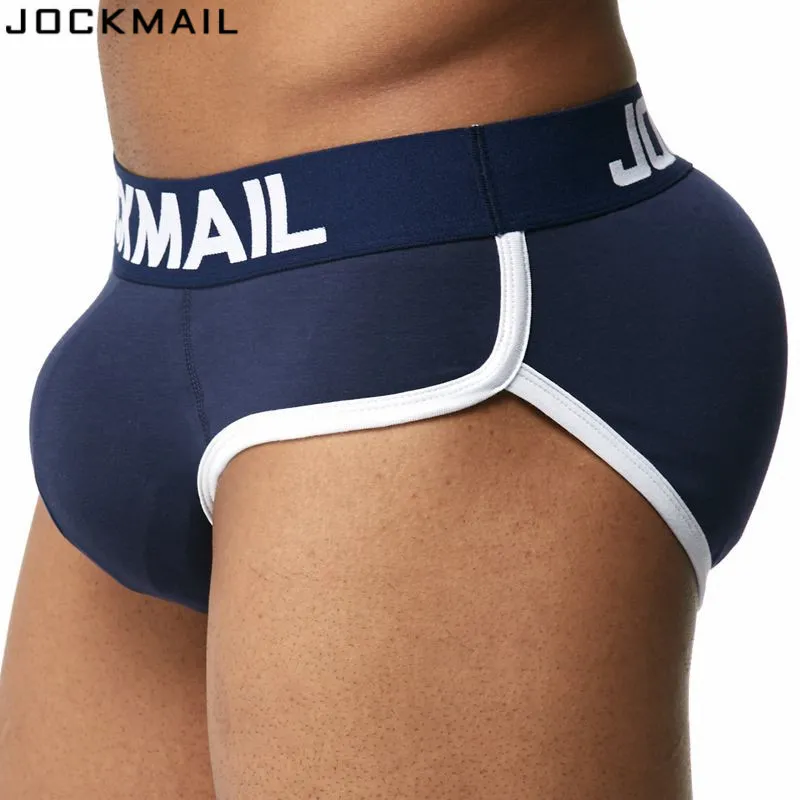 Underpants Jockmail Marca Melhorando Mens Underwear Briefs Sexy Bulge Gay Pênis Pad Front + Back Magic Natchs Duplo Removível Push Up Cup