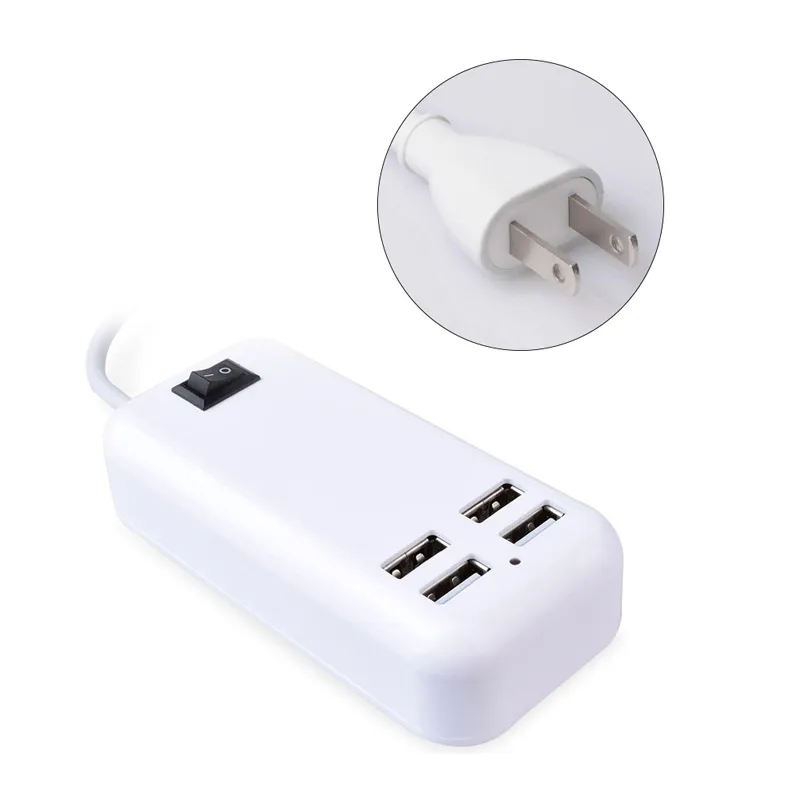 4USB Ports Phone Charger HUB 25W 5A Desktop EU/US/UK Plug Wall Socket Charging Extension Sockets Power Adapter for iPhone