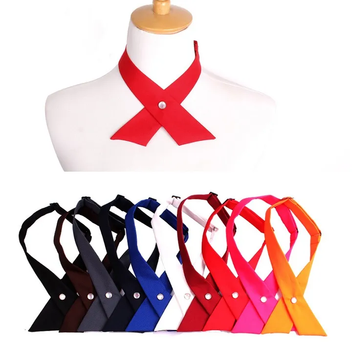 9 kleuren hoogwaardige mode unisex cross stropdas strik persoonlijkheid school strikje-kruis gesp