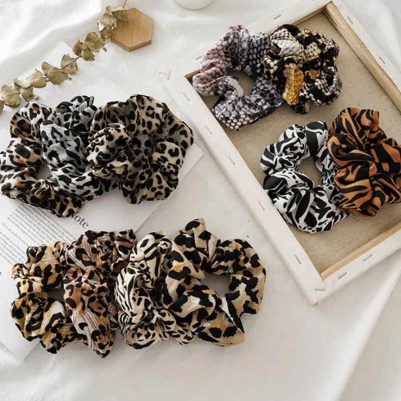 Women Hairbands Elastic Leopard Hairband Scrunchy Hair Ties Ring Rubber Band Girls Ponytail Holder Fashion Hair Accessories 11 Colors DW5136