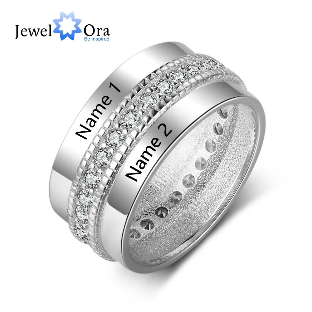 Moda Spersonalizowane Grawerowane Nazwa Pierścienie Dla Kobiet Dostosowany Rocznica Pierścionek zaręczynowy z Cubic Cyrkon Biżuteria Prezenty