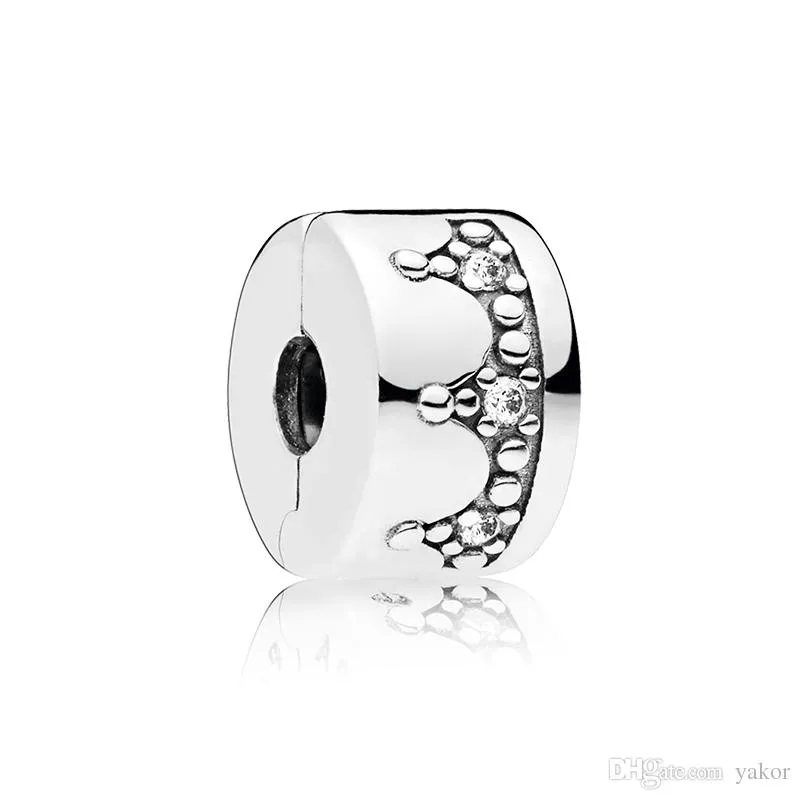New arrival korona klipy zestaw charmsów oryginalne pudełko na Pandora 925 Sterling Silver bransoletka DIY CZ diamentowe wisiorki biżuteria akcesoria