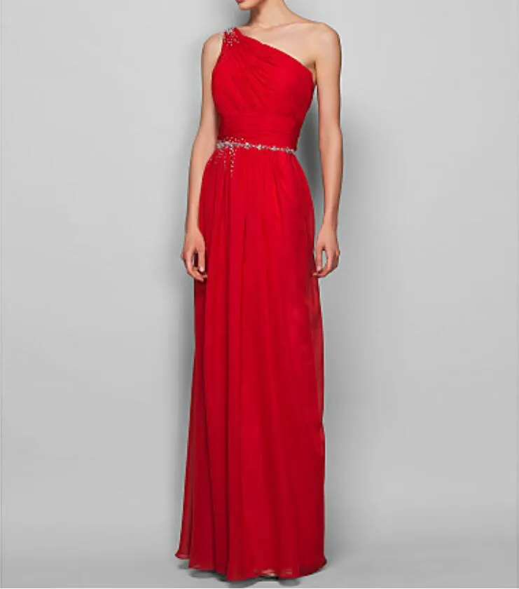 One-Shoulder A-Line Formal Evening Dress Floor-Length Chiffon Bridesmaid Gown with Beaded Ruffle and Side Zipper from Dhgate Evening Dresses - price 59.52 One-Shoulder A-Line Formal Evening Dress Floor-Length Chiffon Bridesmaid Gown with Beaded Ruffle and Side Zipper from Dhgate Evening Dresses - price 59.52